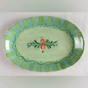 Gail Pittman Provence Green Ceramic Oval Serving Platter